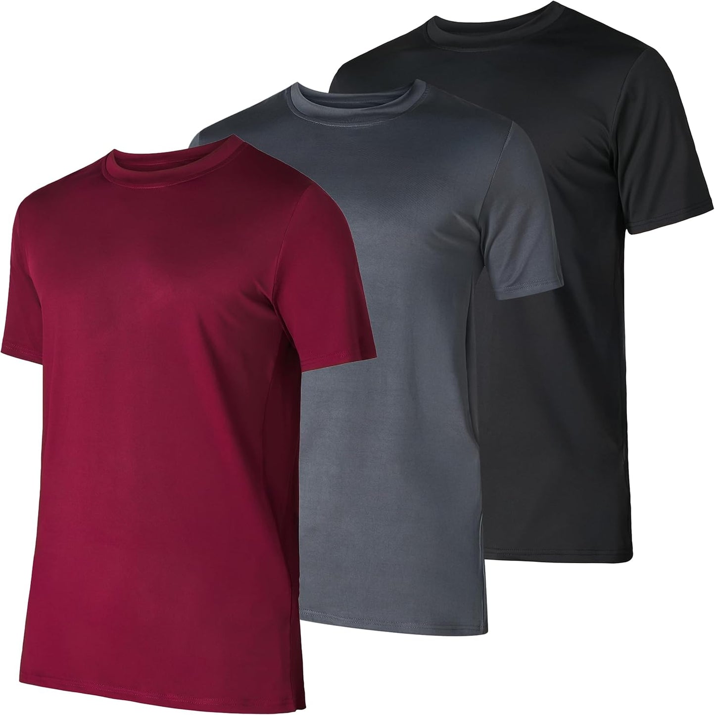 Men’s Workout Short Sleeve Athletic Gym T-Shirts 3 Pack Mens Dry Fit Running Shirt Moisture Wicking Active Crew Tees for Men