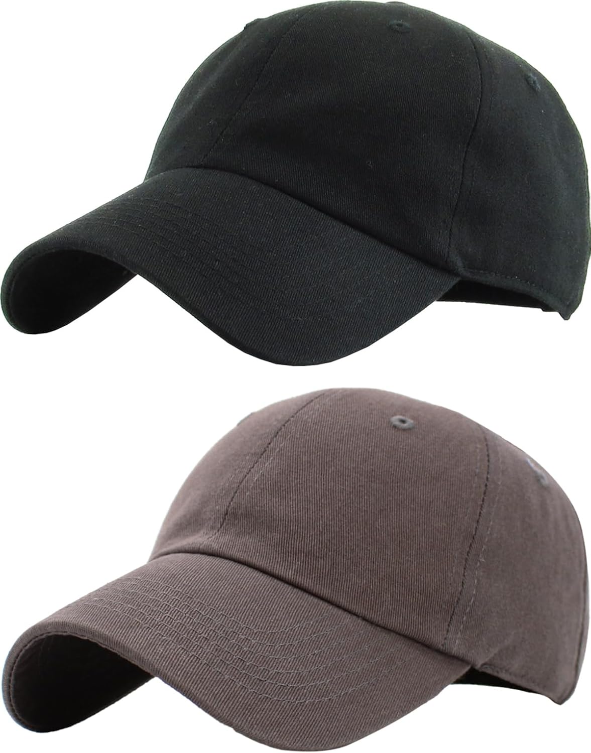 KBETHOS Classic Low Profile Cotton Baseball Cap - Adjustable Unconstructed Dad Hat | Black & Dark Gray