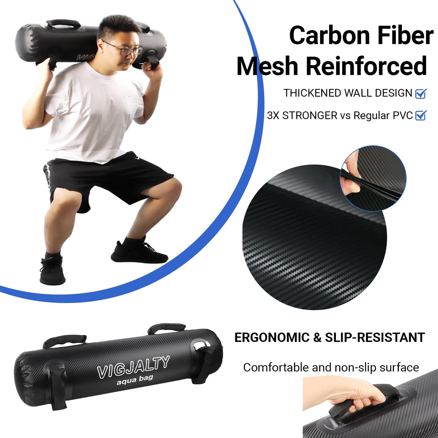 Aqua Bags-Water weight Bag Up to 49lbs - Unstable Core Water Weight Ball, Adjustable Workout Sandbag Alternative for Full-Body Exercise, Portable Stability & Balance Trainer for Instability Training