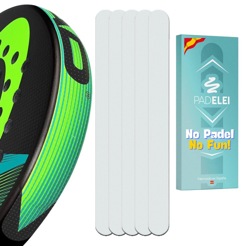 Transparent Padel Racket Protector Made in Spain + Free Die-Cut Sticker - Rough & Lightweight Frame Tape - Easy to Replace - Padel Accesories Dimensions 3.5x37cm/1.38x14.57in. (Pack of 5)