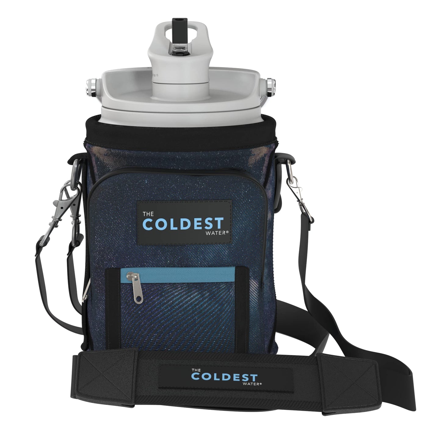 Coldest Water Bottle Carrier Bag with Adjustable Straps - Travel Friendly, Dent Free Design & Extra Phone Pocket, Holder Case Pouch Sleeve Cover Fits Insulated Water Bottle (Half Gallon)