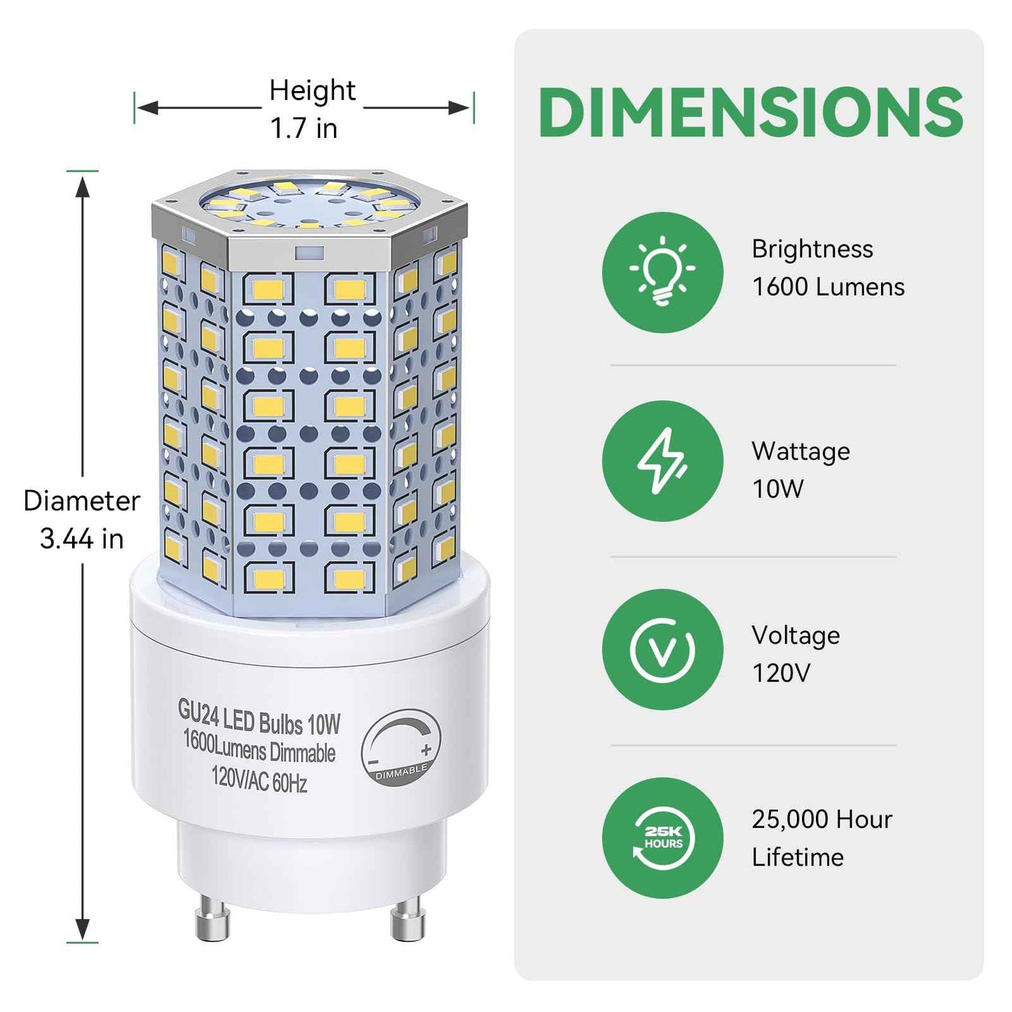 BMXKPO GU24 LED Light Bulb Dimmable 3000K Soft White,100W Equivalent,1600 Lumens,Twist and Lock GU24 Pin Base with Two Prongs (4-Pack)