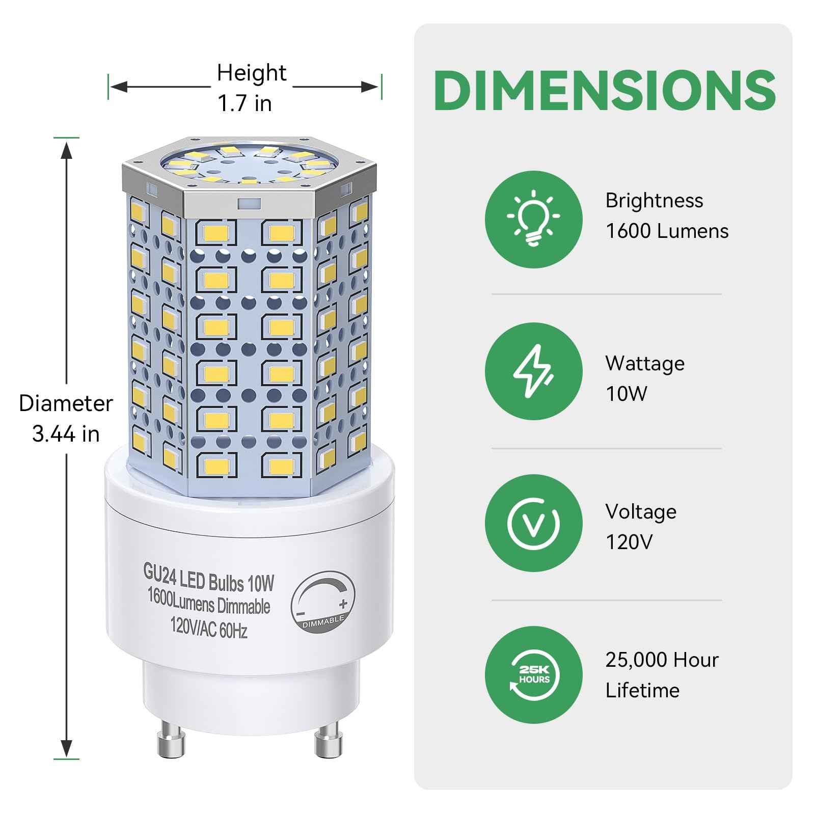 BMXKPO GU24 LED Light Bulb Dimmable 3000K Soft White,100W Equivalent,1600 Lumens,Twist and Lock GU24 Pin Base with Two Prongs (4-Pack)