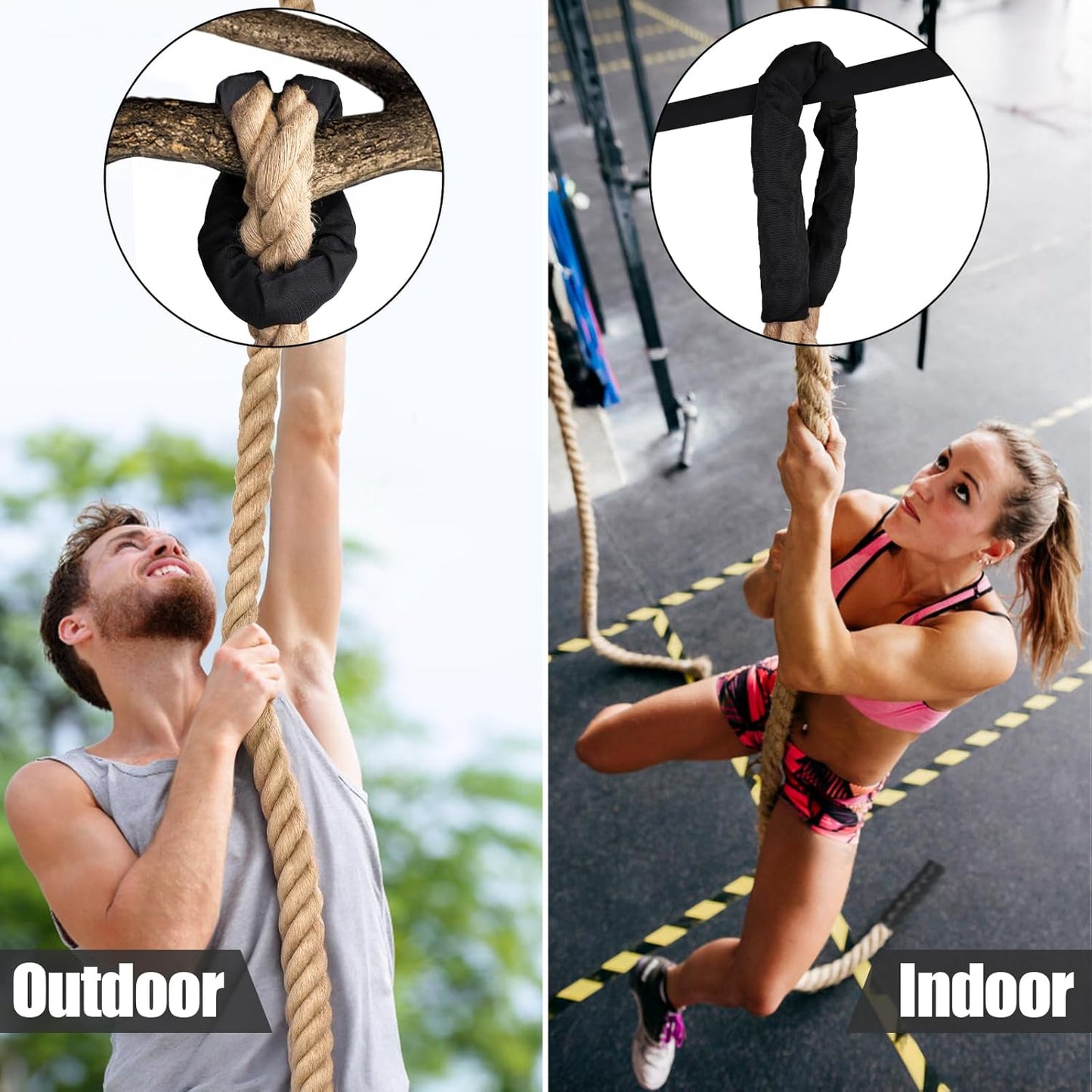 X XBEN Climbing Rope - Heavy-Duty Jute Rope for Gym & Fitness | 10FT, 20FT, 30FT, 50FT Options