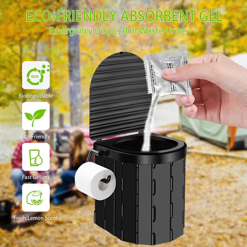 YSRVEF Portable Camping Toilet Kit with Pop-Up Privacy Tent, Washable Outdoor Shower and Changing Room, Includes Toilet Bags, Poo Gel, and Camping Lantern