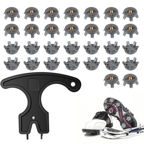 30-PCS Golf Spikes Set with Black Wrench, Golf Shoe Spikes Replacements Set & Shoe Spikes - Ideal for Golfers, Golf Shoe Maintenance,Lawn Cricket Shoe Player Lover