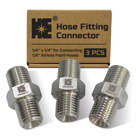 Cosmostar 1/4" x 1/4" Hose Fitting for Connecting 1/4" Airless Paint Hoses, Compatible with 243025-3 pcs(NGG0404S-3P)