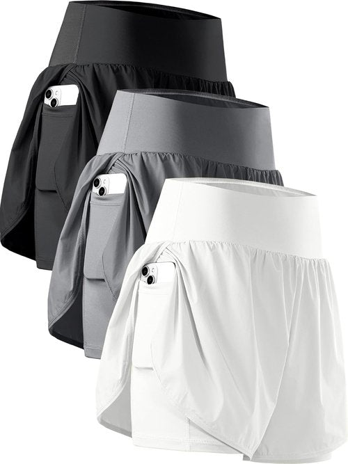 CADMUS Women's 5'' Workout Shorts - 2 in 1 Athletic Gym Running Shorts with Phone Pockets