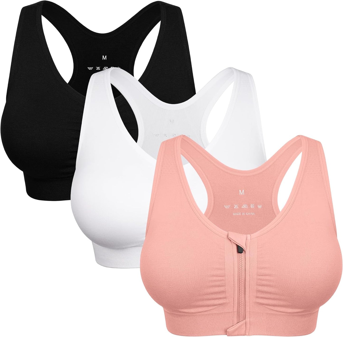 Skiennix Women's Zip Front Sports Bra - Wireless Comfort for Post-Surgery | Ideal for Yoga & Active Wear