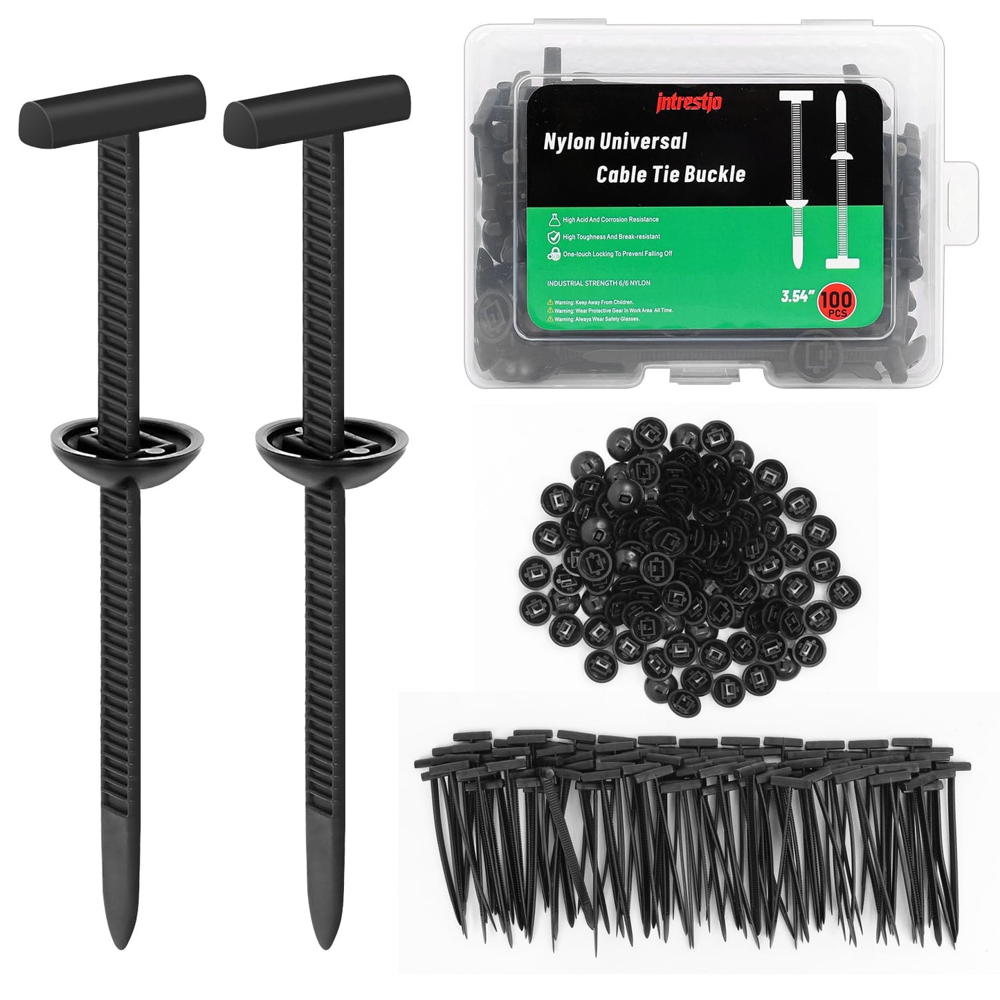 100PCS Nylon Universal Cable Tie Buckle with Dual-Side Gear, Foldable Quick Fix Heavy Duty Zip Ties with Pin & Button, Strong Easy Use Multipurpose Cable Tie Buckle Zip Tie for Car Daily Repair