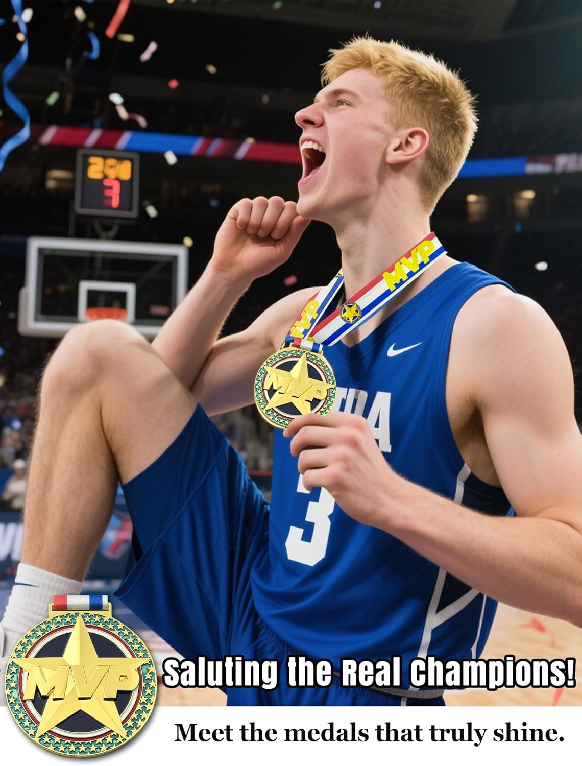 MVP Champion Awards Medals - Heavy Duty Sports Medals for Basketball, Football, Soccer | Team MVP Gift