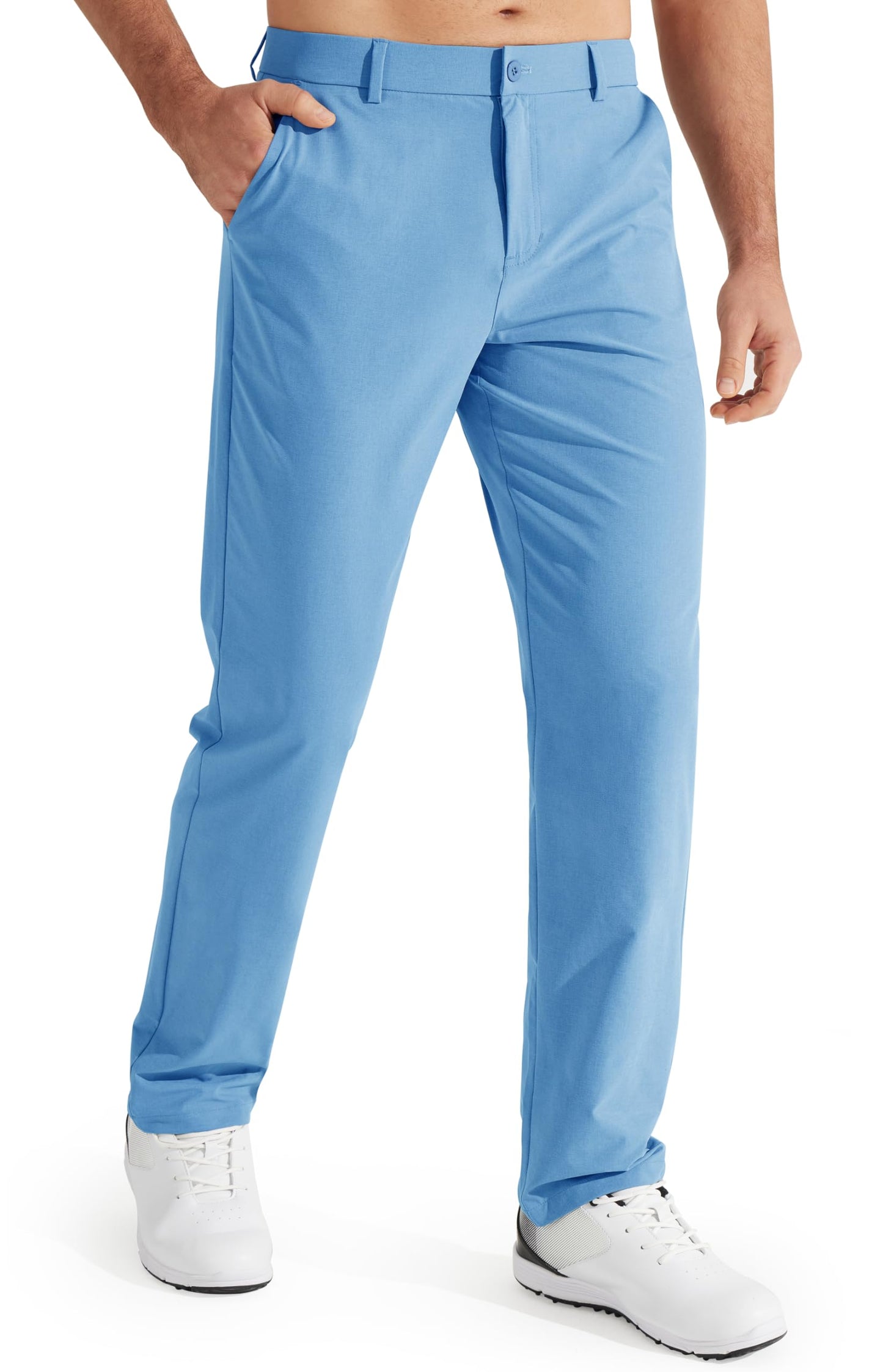 Libin Mens Golf Pants Classic Fit Stretch Work Dress Pants 32" Quick Dry Lightweight Business Casual Trousers Comfort Water Resistant, Brilliant Blue, 32W x 32L