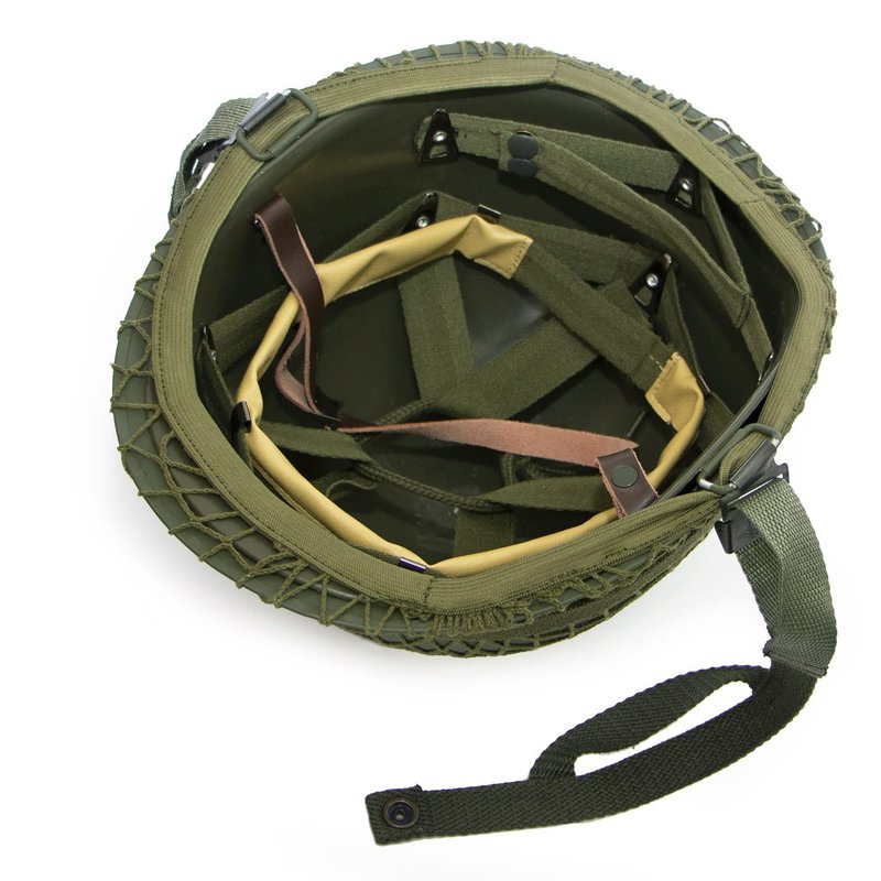 WWII US WW2 M1 Helmet Steel Shell with Net Cover Chin Strap