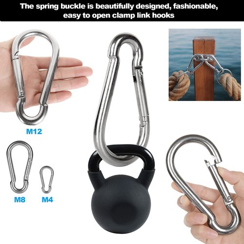 4PCS 5.5inch Spring Snap Hooks Carabiner, M12 Large Carabiner Clip, Heavy Duty Quick Link for Camping, Swing, Hammock, Hiking, Fishing, Gym, 1200LBS