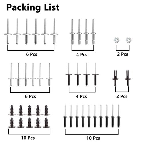 10L0L Golf Cart Complete Body Metal Rivet Hardware Kit for 1994+ EZGO TXT Gas/Electric with Extra 10 PCS Plastic Fastener Tree Rivets