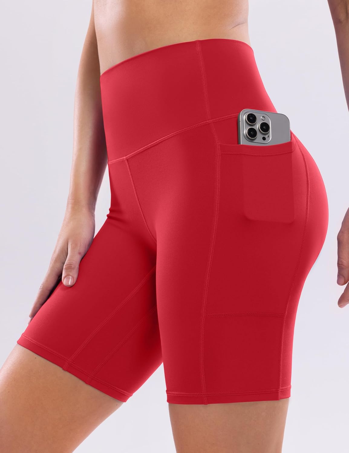 POSHDIVAH Women's Creamluxe Yoga Shorts - High Waisted with Pockets | Available in 2.5"/4"/6"/8"/10" Sizes