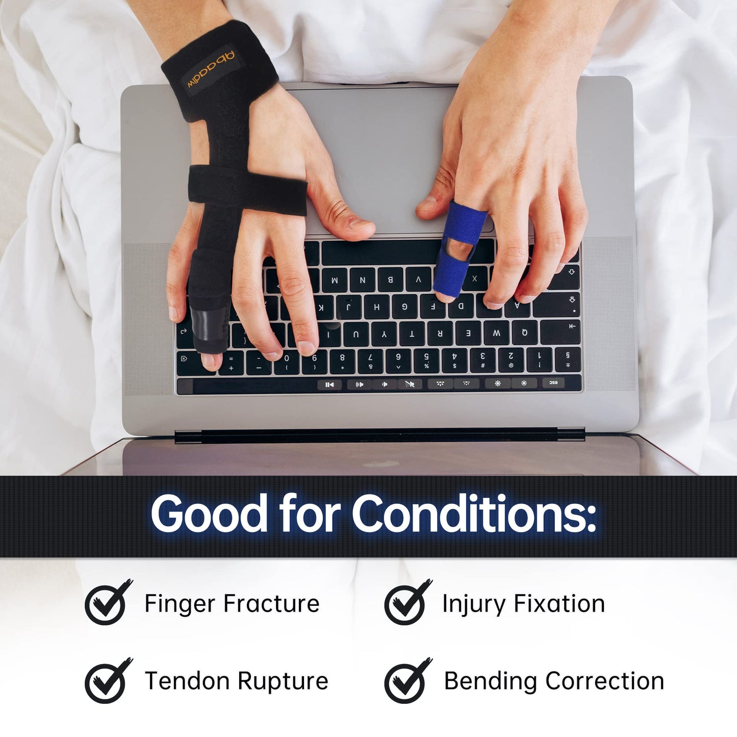 Abaadlw Trigger Finger Splint 2 Pcs, Adjustable Index Finger Splint, Finger Splint Middle Finger, Ring Finger Splint, Pinky Finger Splint,Hand Brace