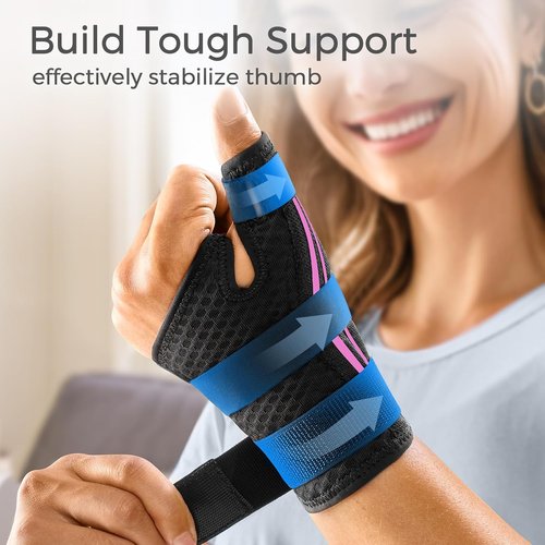 FREETOO Thumb Splint - Arthritis Pain Relief & Support | Adjustable Thumb Brace for Tendonitis, XS Pink (6.2''-7.5'')