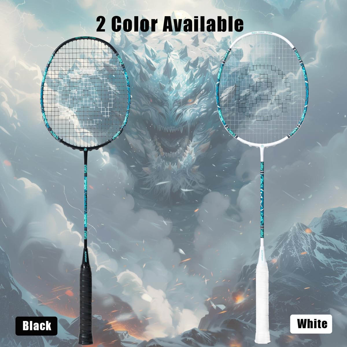ALPSPORT XW The Tortoise 6U G5 Graphite Professional Badminton Rackets Sets of 2, Full Carbon Fiber Racquets with 1 Leather Bag, 2 Tied Grips Tapes, Padel Raket for Sports Training (Black)