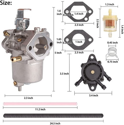 10L0L Golf Cart Carburetor Fuel Pump Kit for 1998-UP Club Car DS Precedent Turf Carryall FE290 Kawasaki Engines Carb 101805601 101905601 17561 1016438 1016439 1016440 1016441 1016478
