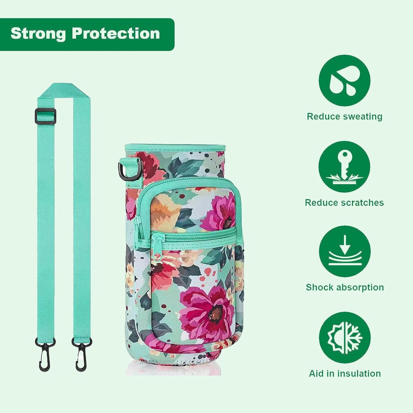 Skiennix Insulated Water Bottle Holder - Crossbody Sling Bag with Phone Pocket for Hiking & Camping