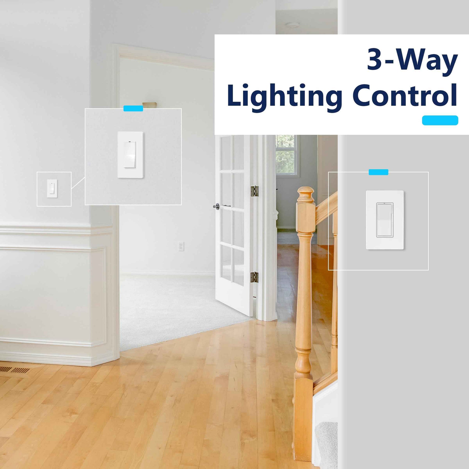 LIDER Dimmer Paddle Switch for Dimmable 300W LED/CFL Lights, 1-Pole or 3-Way, 120 V, Modern Upgrade, UL Listed, Wall Plate Included, White