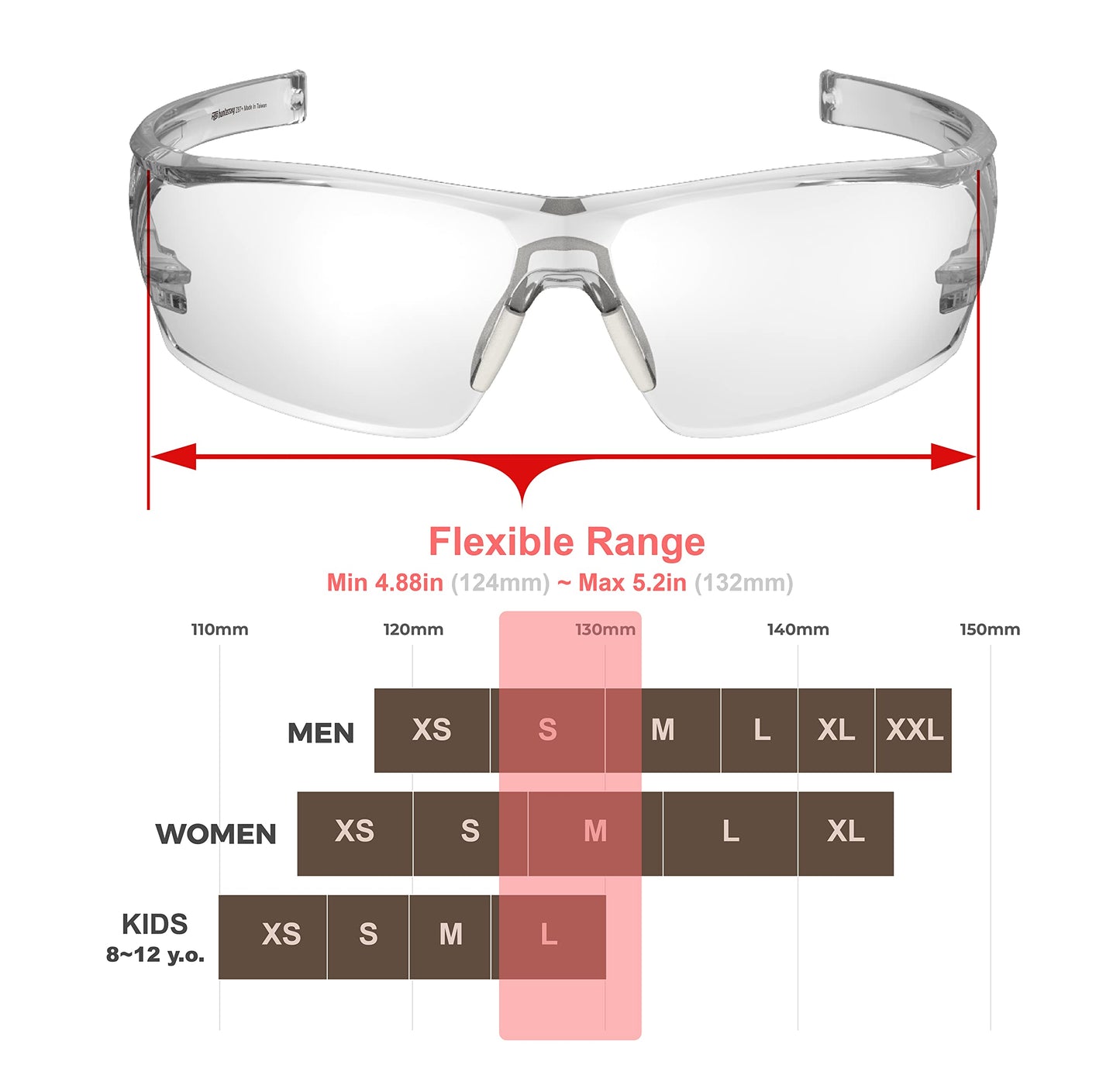 HUNTERSKY HTS S2491 Lightweight Protective Anti Fog Wrap-Around Clear Shooting Safety Glasses with rubber nose pad ANSI Z87.1 Scratch Resistant 2PK