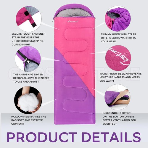 Clostnature Sleeping Bag - Lightweight Ultralight Camping Bag for Adults & Kids | Cold Weather, Compression Sack Included