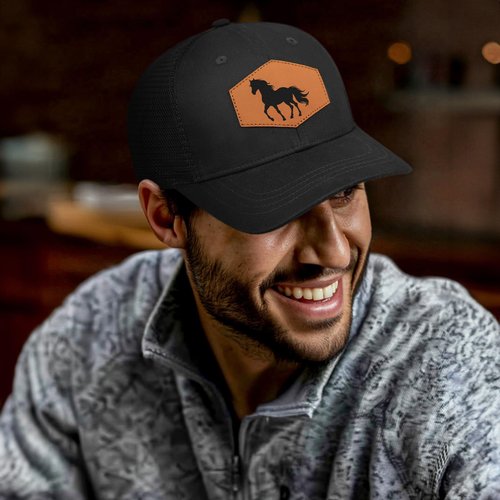 Jiaazerd Horse Baseball Cap for Horse Lovers,Leather Trucker Hat Snapback Hat for Men Women Brown