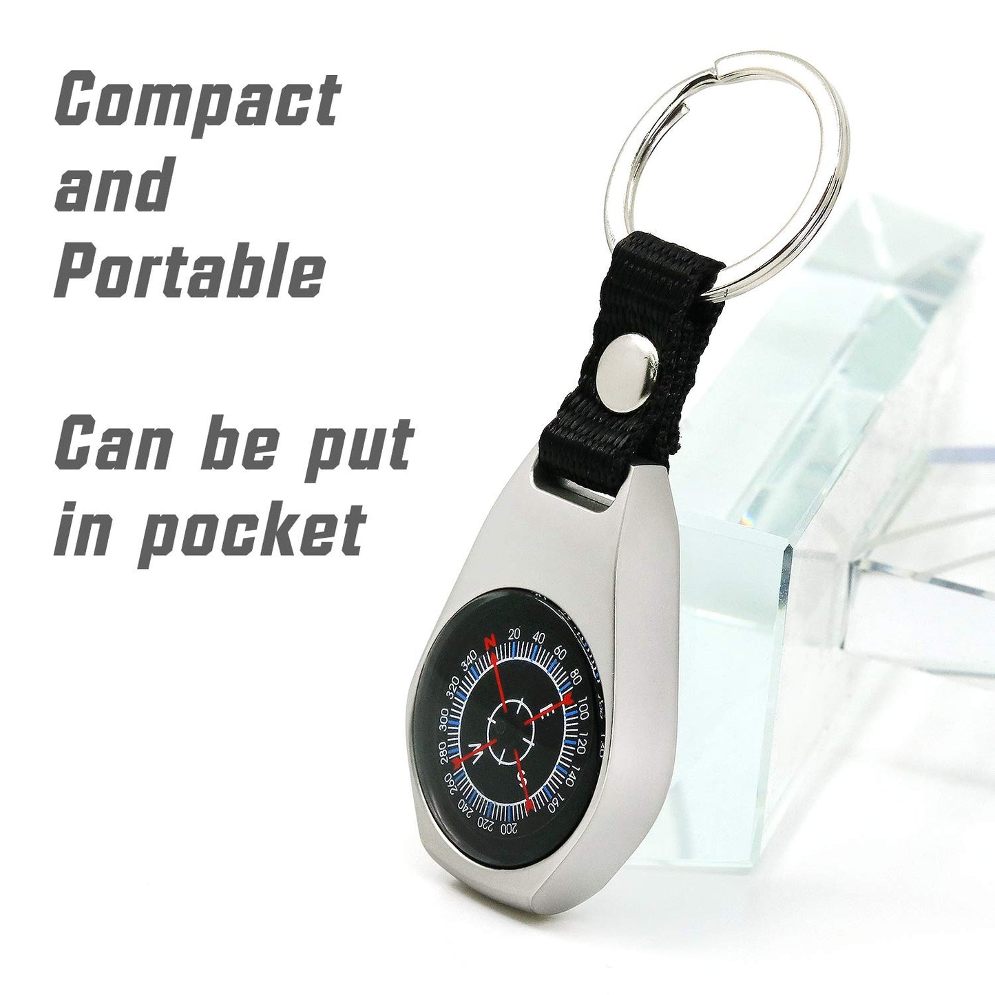 Keychain Pocket Backpack Compass Equipment, 2 Pack Key Ring Survival Mini Metal Compass, Bulk Compass for Men Kids Hiking, Suunto, Camping, Teacher