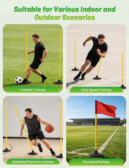 GHB Agility Poles - 50" Rebound Sports Training Poles | 4 Pack Detachable Speed Equipment