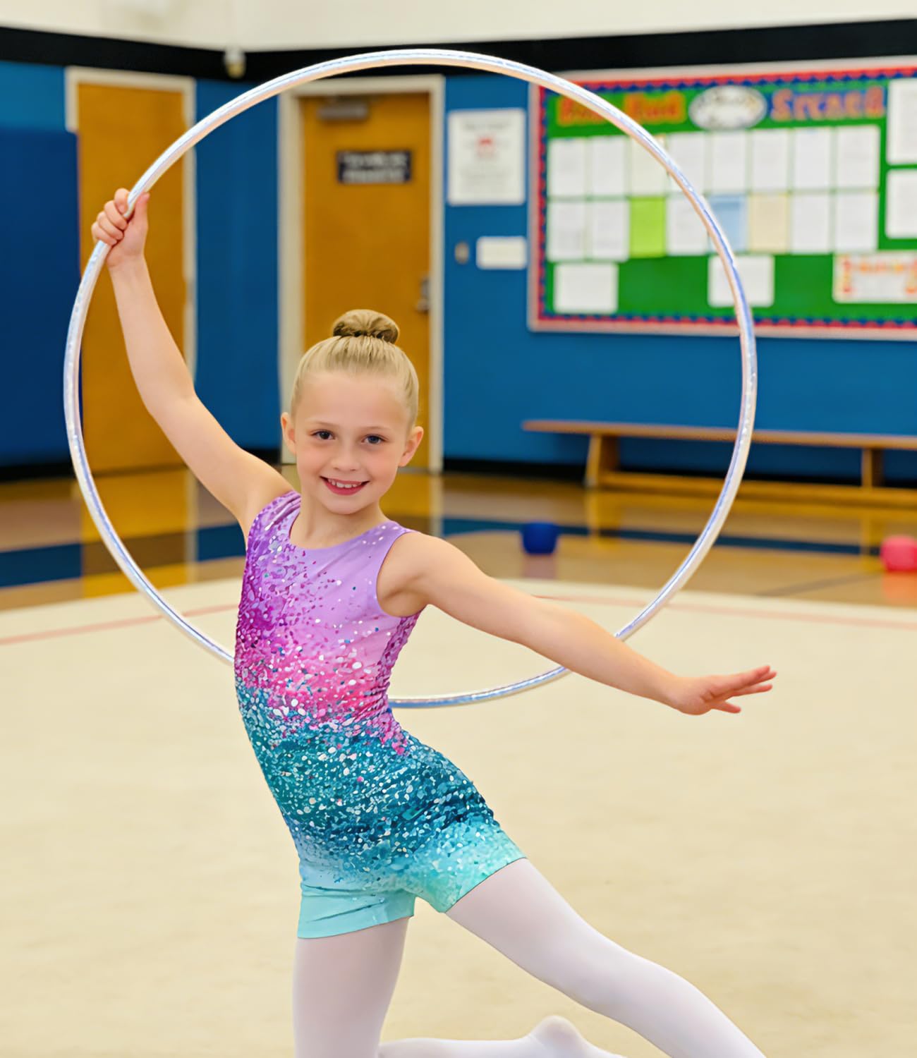 Idgreatim Girls Gymnastics Leotards Size 6-7 Biketard Unitards with Shorts Sparkly Neon Print Tumbling Outfit Clothing 6-7 Years Old