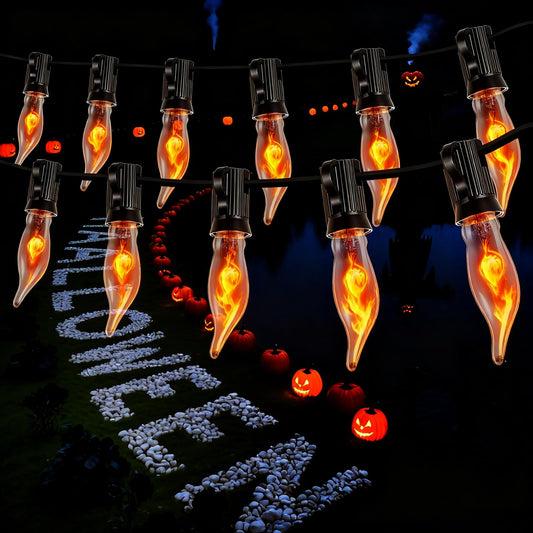 Hobbynors Spooky Halloween Decorations Outdoor,25Ft Vintage Flickering Flame String Lights,12 C18 Bulbs for a Haunted Glow,Waterproof & UL-Listed for Porch, Party & Eerie Ambiance