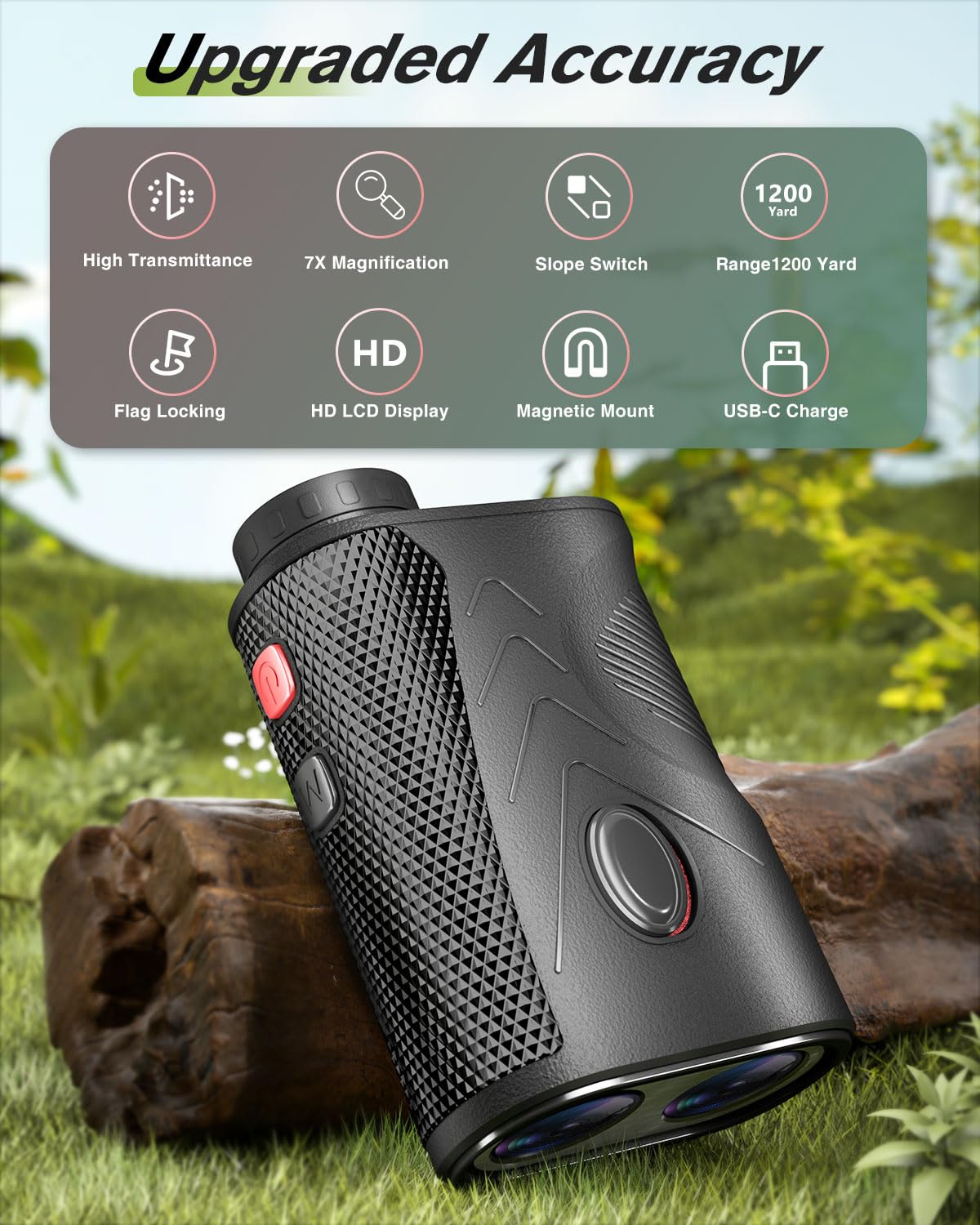 1200 Yards Range Finder Golf, 5X Magnification Golf Rangefinder with Slope, Laser Range Finder with Flag Lock, 1 Yard Accuracy, Ideal Golf Accessories for Golfers & Hunting