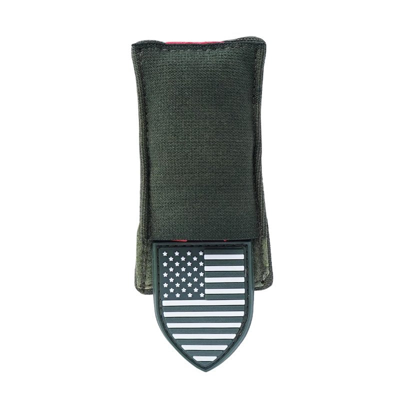 GHX Fitness Airsoft Red Dead Rag - Quick Release Rag with US Flag Patch, High Visibility Airsoft Accessories & Gear with Molle Vest, Pouch & Helmet Compatibility - Olive Green