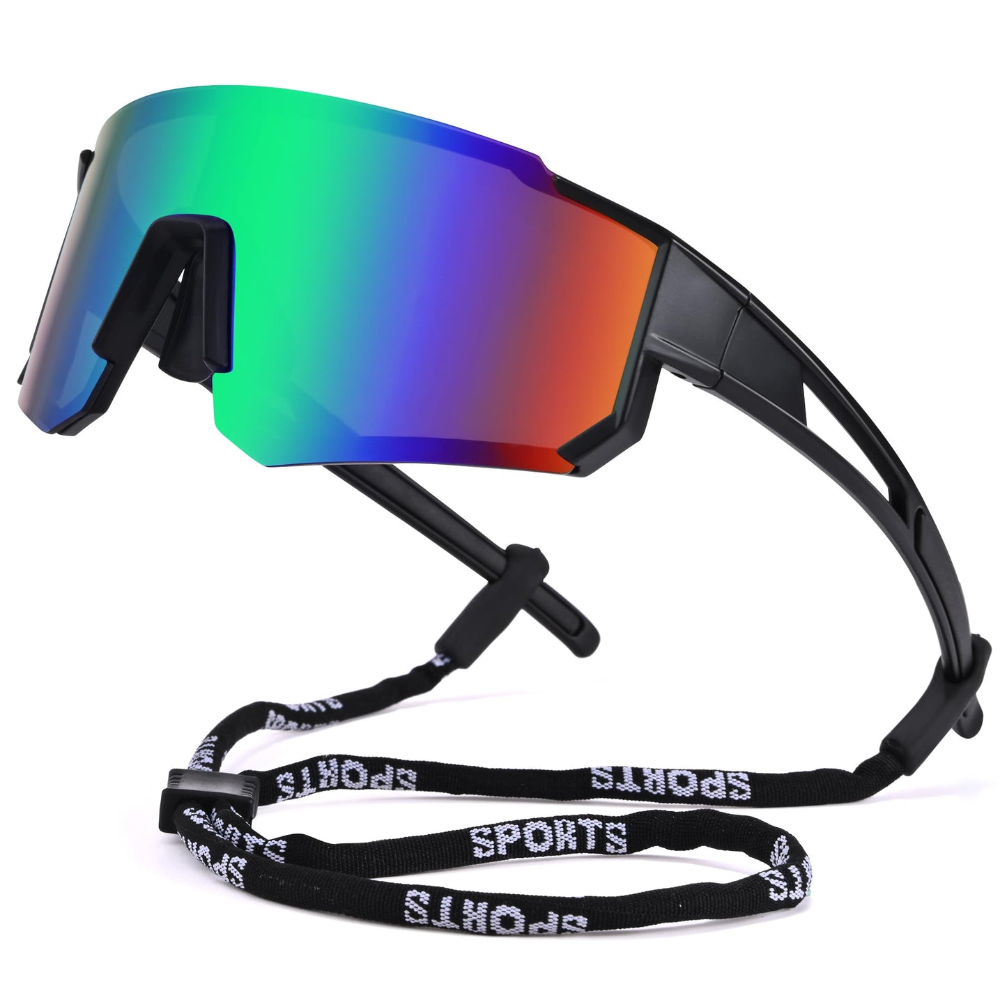 COASION Youth Baseball Sunglasses - Kids Sports Sun Glasses for Boys Girls - Lightweight Frame Cycling Shades(Black/Green Mirror)