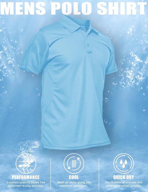 MAGCOMSEN Men's Quick Dry Tactical Polo Shirt - Performance Short Sleeve Golf Jersey, Stylish & Comfortable