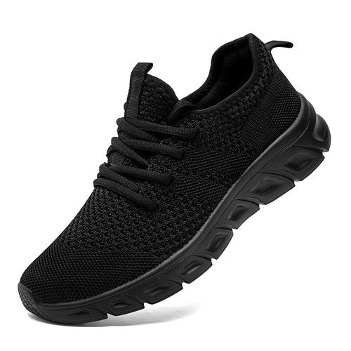 IQYNAM Running Shoes for Men Women Tennis Walking Slip on Unisex Slip-Resistant Work Shoes Breathable Athletic Workout Gym Black Sneakers Size Women 12/Men 11