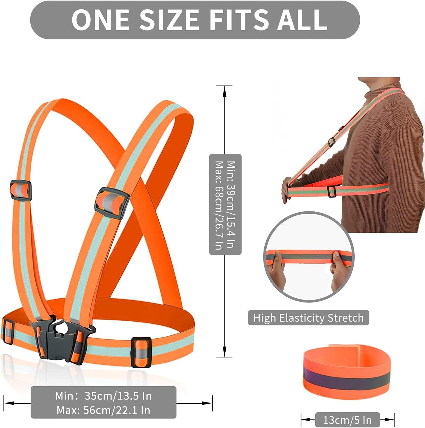 Skiennix Reflective Running Vest - High Visibility Safety Straps for Enhanced Visibility | Lightweight Design