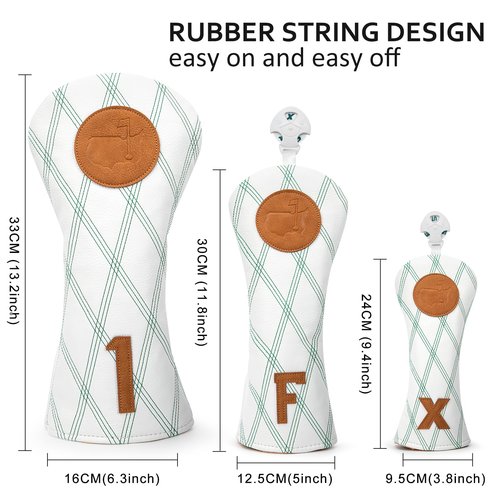 USA Golf Headcover Premium PU Leather Driver Headcover Fairway Wood Hybrid Rescue Head Club Head Cover 1pc or 3pcs Golf Accessories for Men Golfer (Hybrid Cover x1)