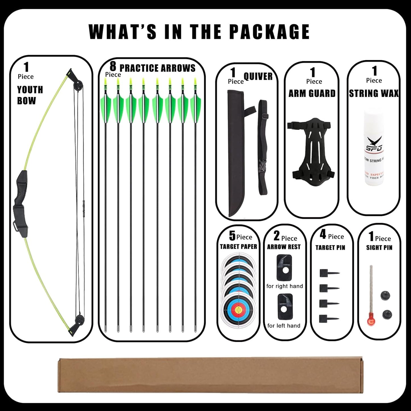 SOPOGER Youth Compound Bow and Arrow Set - Beginner Archery Kit with 15-18 LB Draw Weight, 8 Arrows & Target Paper