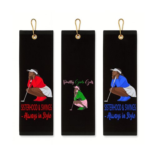 Golf Girl Glam “Pretty Girls Golf” Towel – Pink & Green Luxury Embroidered Women’s Golf Towel | Stylish Golf Bag Accessory & Gift for Female Golfers