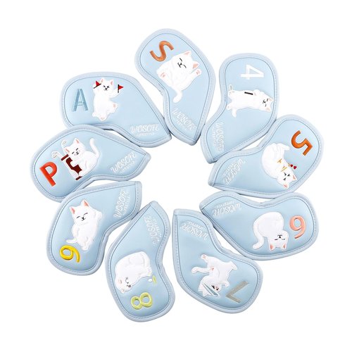 9 Pieces Golf Iron Covers Set Golf Club Head Covers Wear Resistant Protector Wrap Socks Gift Protector for Club Shaft, Blue