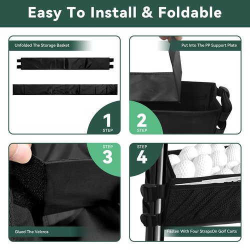 Jenlan Golf Cart Storage Organizer, Golf Cart Front Storage Basket with Insulated Compartment No-Drilling Golf Cart Basket Compatible with EZGO, Club Car, Kandi Electirc Golf Carts