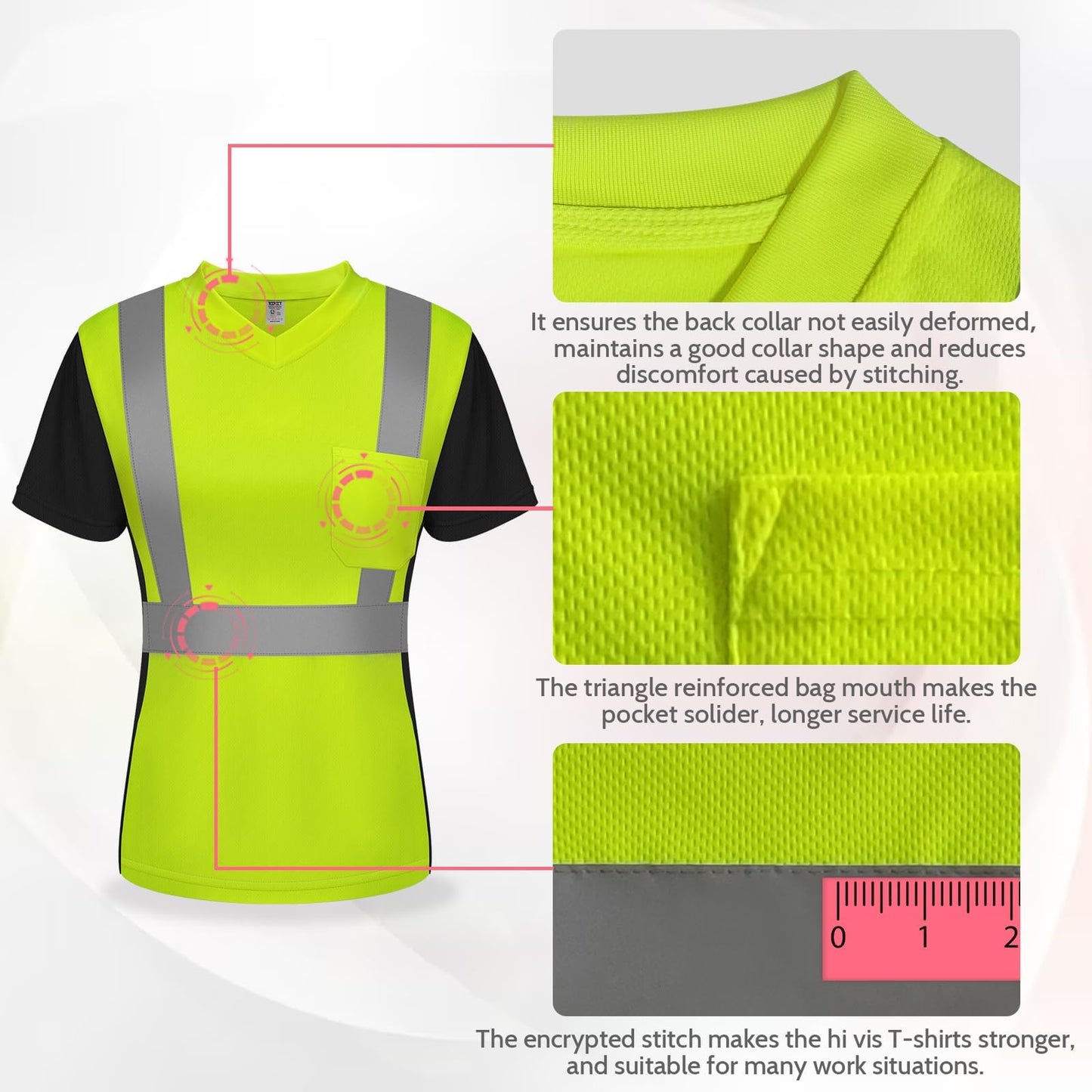 TCCFCCT Safety Shirt for Women, Class 2 Safety Shirts for Women with Reflective, Hi Vis Shirts for Women Construction Work, Night Working, Quick Drying, WP-Yellow-DX S
