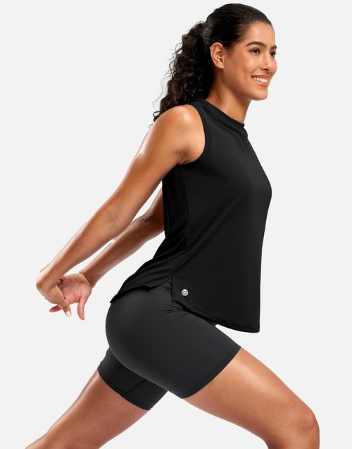 G Gradual Women's Sleeveless Workout Tops - Lightweight High Neck Yoga & Tennis Tank Shirt
