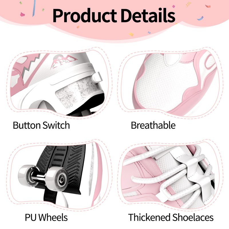Roller Skate Shoes for Women Men, Double-Row Deform Quad Roller Skates, Automatic Walking Shoes Detachable Roller Skate for Girls Boys, Outdoor Skate Shoes for Beginners
