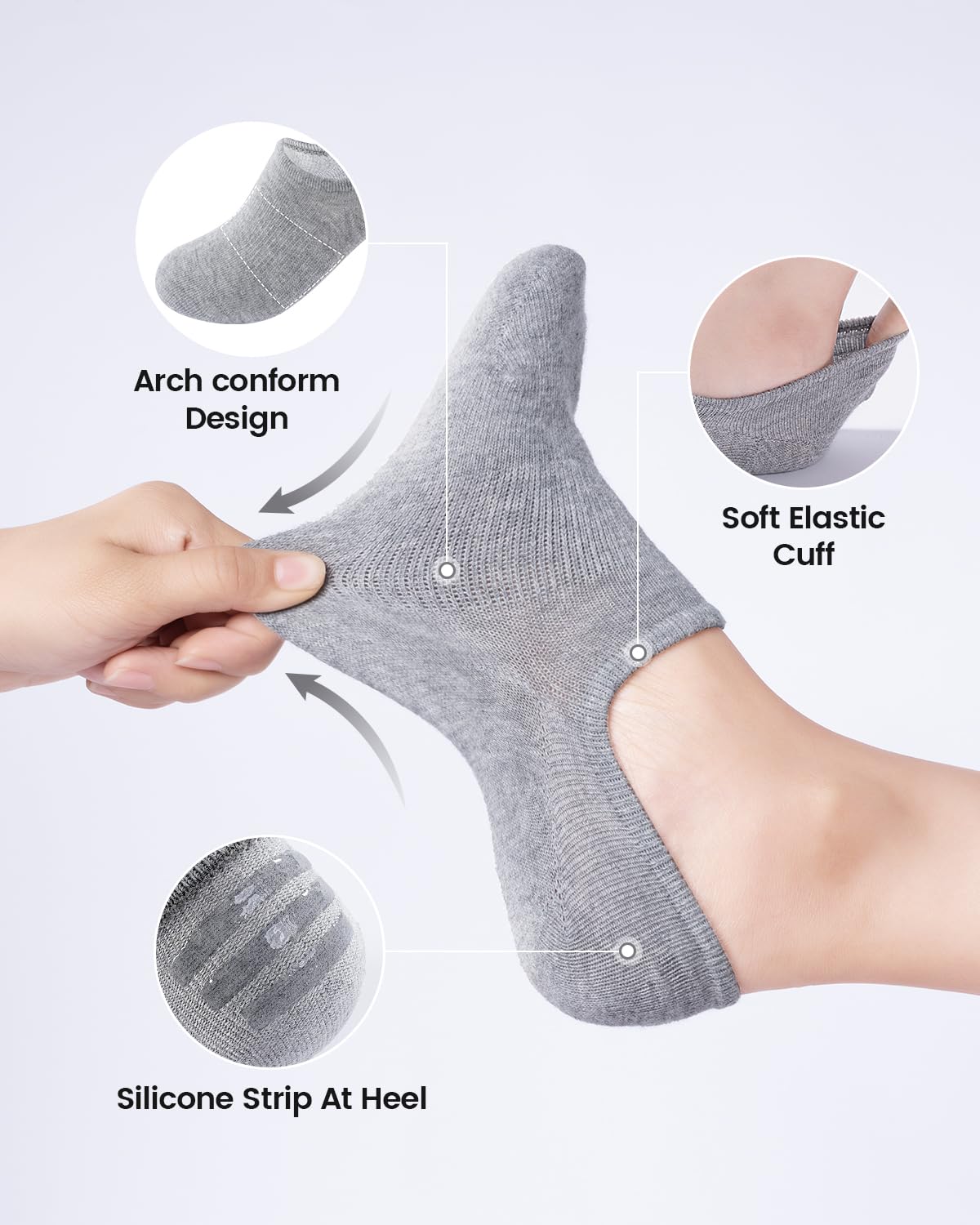 IDEGG No Show Socks Women & Men Low Cut Ankle Short Anti-slid Athletic Running Casual Invisible Liner Socks