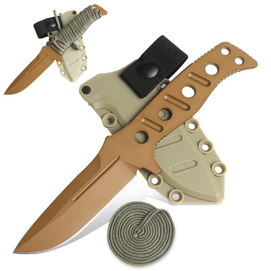 KNYXPP Fixed Blade Knife With Kydex sheath, 375 Full Tang Camping Knife With Sheath For Hiking, Outdoor, Hunting, Survival, Camping