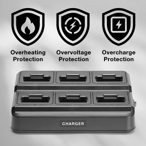 BAOFENG Six-Way Charger for RT22 T22, Multi-Unit Charging Station Base for BAOFENG T22, Retevis RT22 RT22S RB19 RB19P RB39 RB39P Walkie Talkie, Rapid Charger, Black